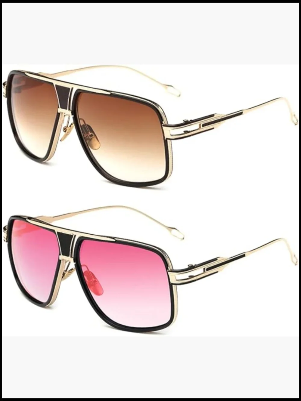 Retro Oversized Aviator Sunglasses Men UV400 Polarized Metal Frame Goggle